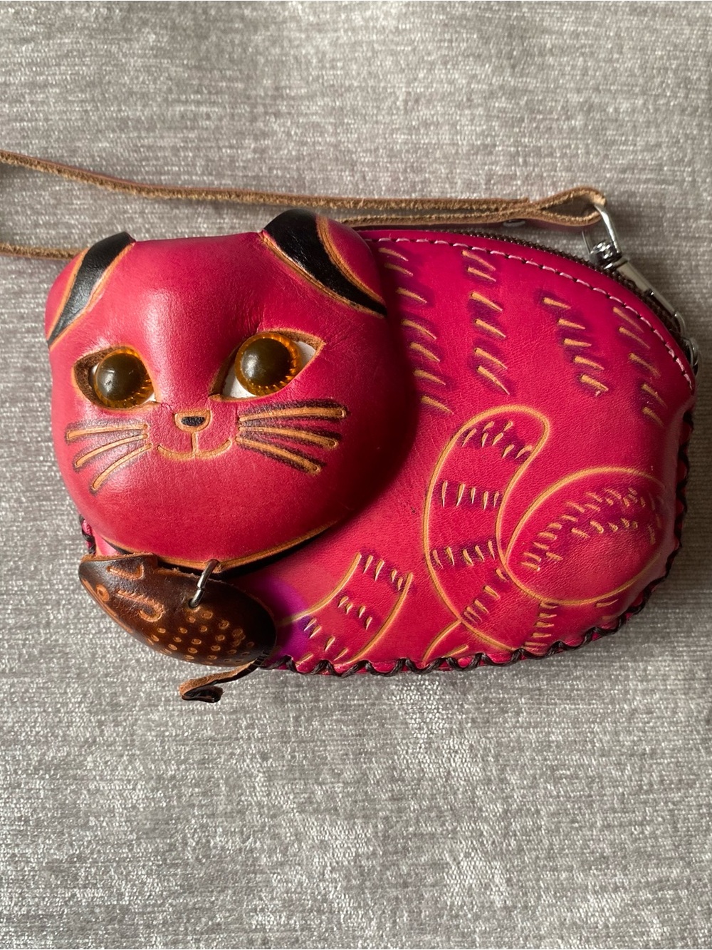 Firenze Leather Cat Wristlet